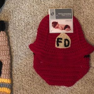 Crochet Infant Firefighter New born set